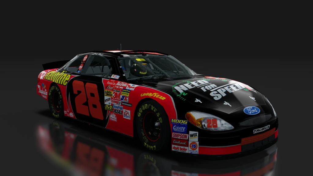 2000 NASCAR Ford Taurus, skin 28_havoline_black_red