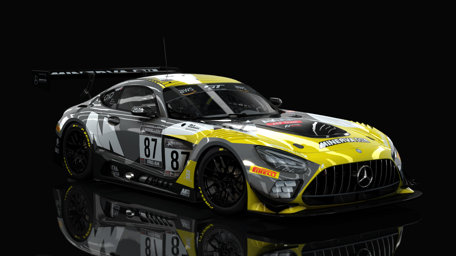 AMG GT3 EVO 2020, skin Akka Yellow #87