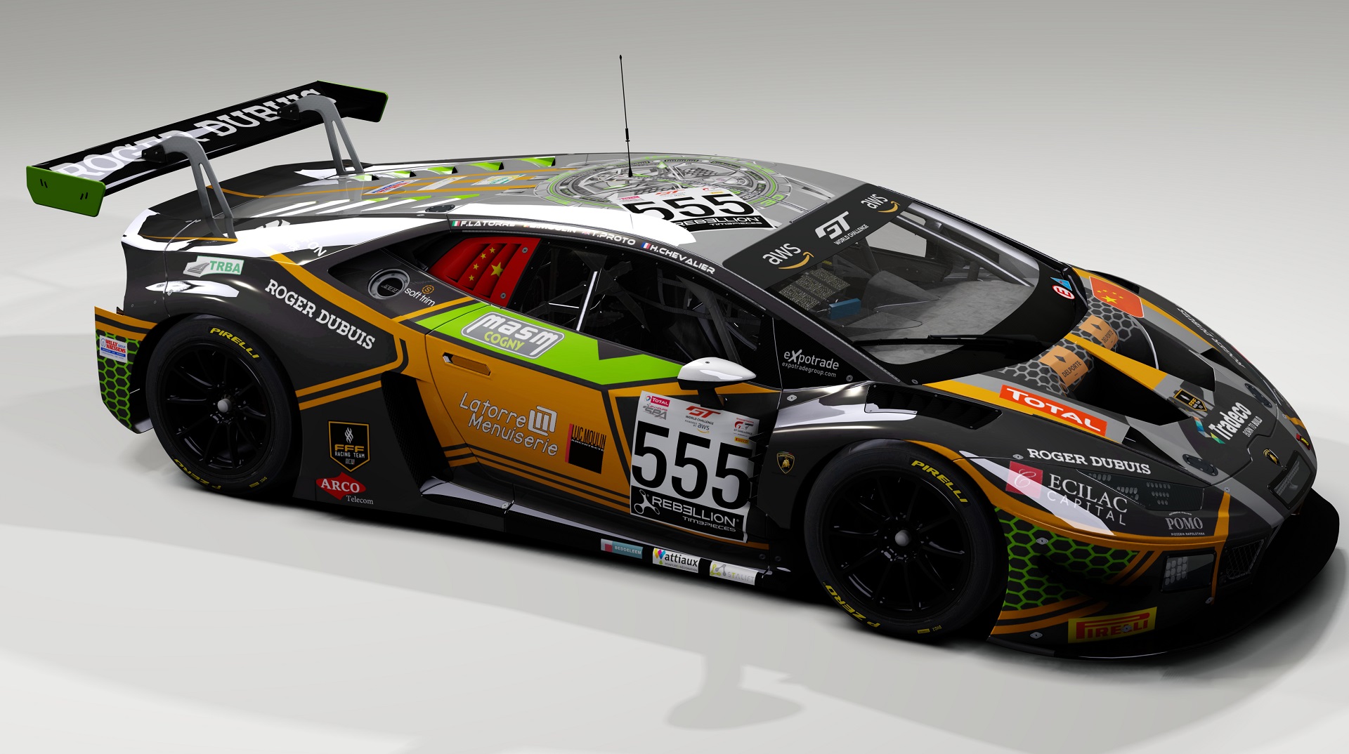 Lamborghini Huracan GT3 EVO, skin Orange 1 FFF Racing Team #555 24h Spa