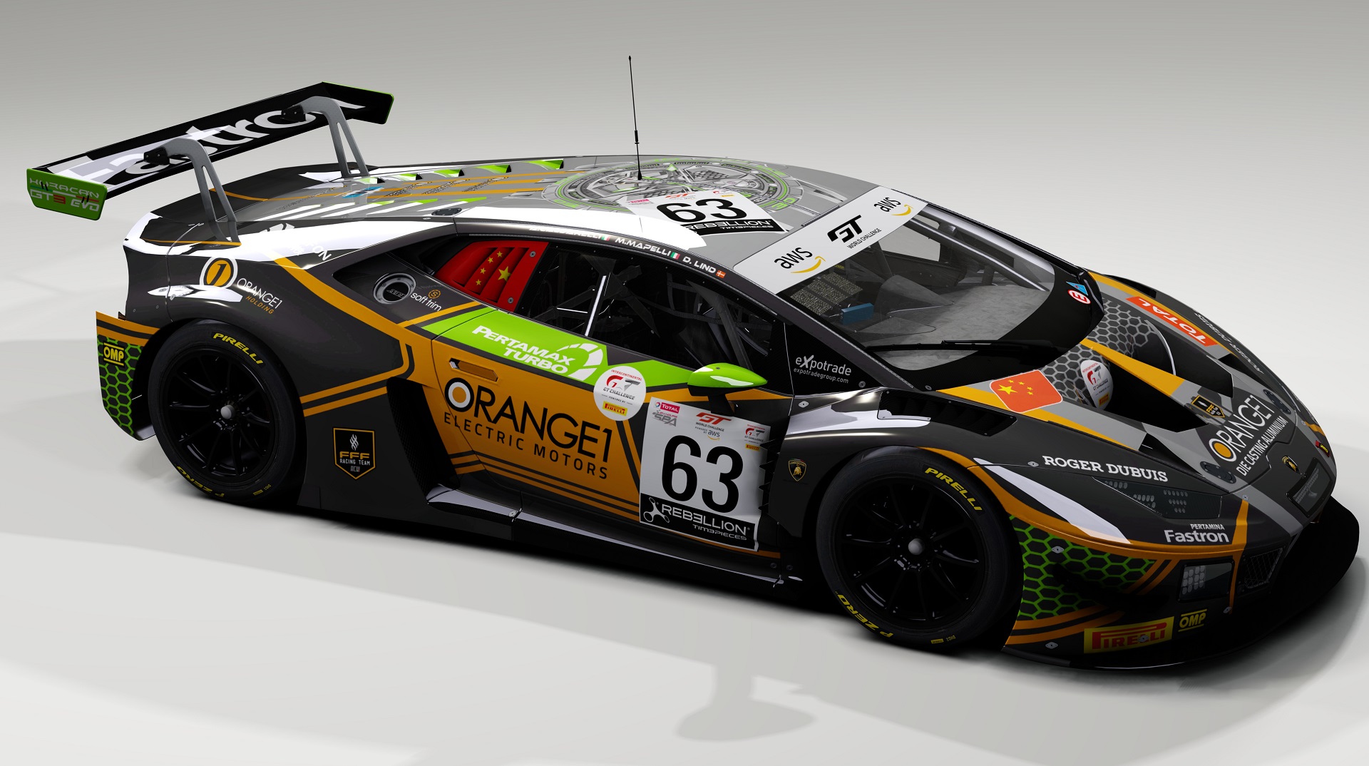 Lamborghini Huracan GT3 EVO, skin Orange 1 FFF Racing Team #63 24h Spa