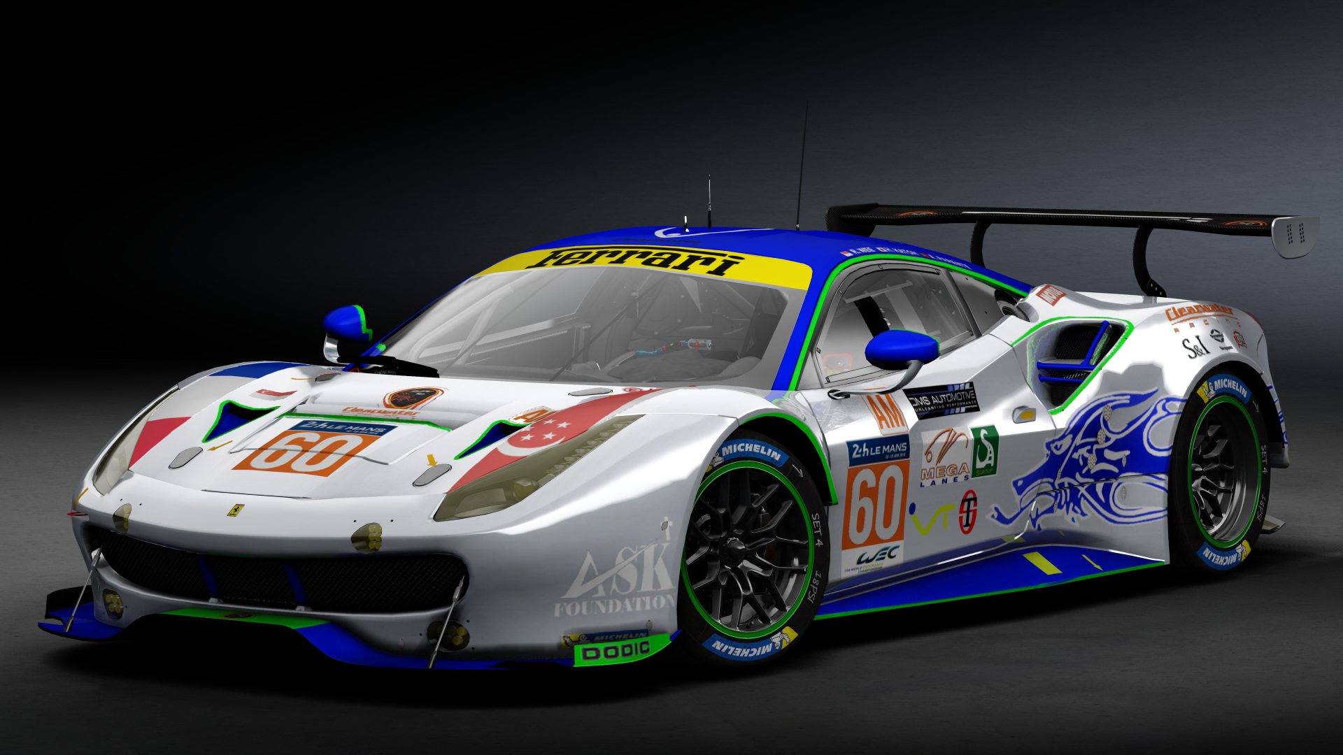 2016 Ferrari 488 GTE Le Mans Spec CRC-Tune, skin 2017 #60 Clearwater Racing LM24