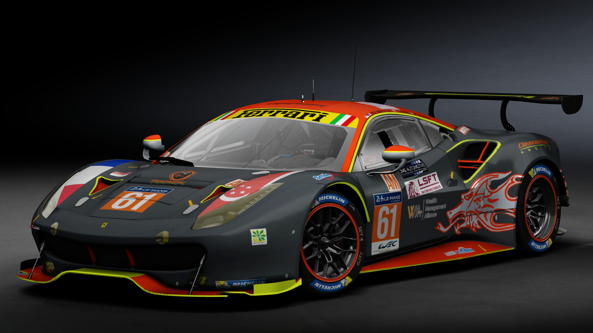 2016 Ferrari 488 GTE Le Mans Spec CRC-Tune, skin 2017 #61 Clearwater Racing LM24