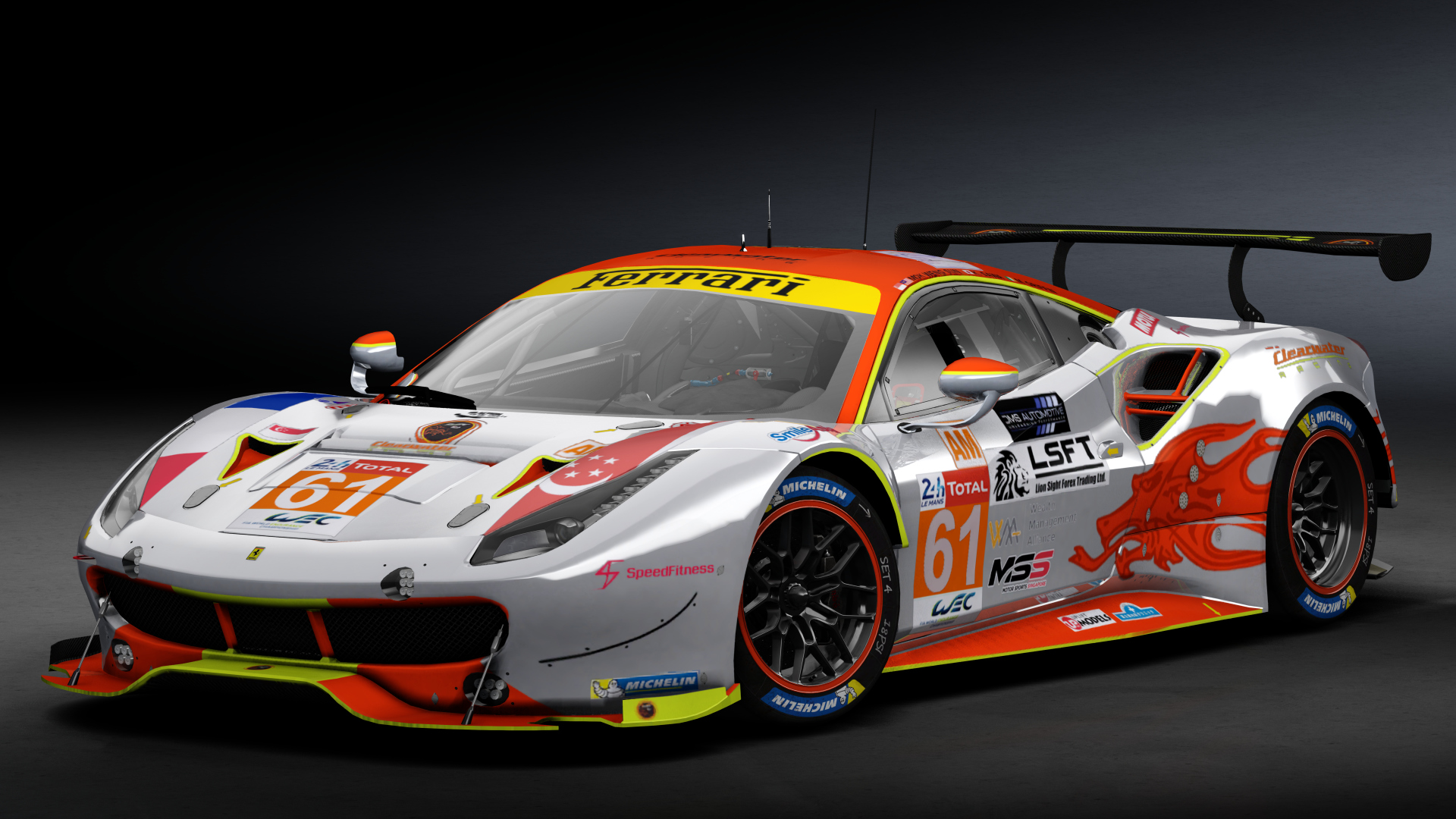 2016 Ferrari 488 GTE Le Mans Spec CRC-Tune, skin 2018 #61 Clearwater Racing LM24